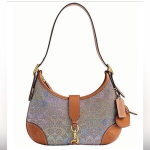 COACH Hamptons Crystal Signature Rainbow Jacquard Shoulder Bag